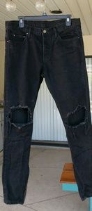 Mnml Distressed Zipper Denim